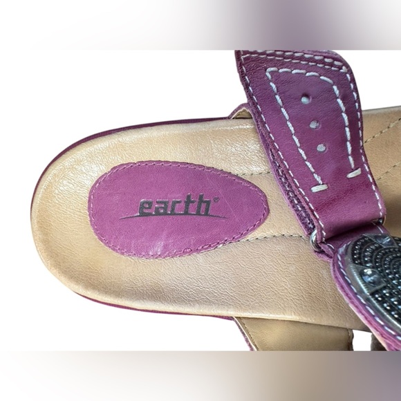 Earth Shoes Womens 8B raspberry pink Papaya Slides Sandals Rhinestones preloved - Picture 8 of 8